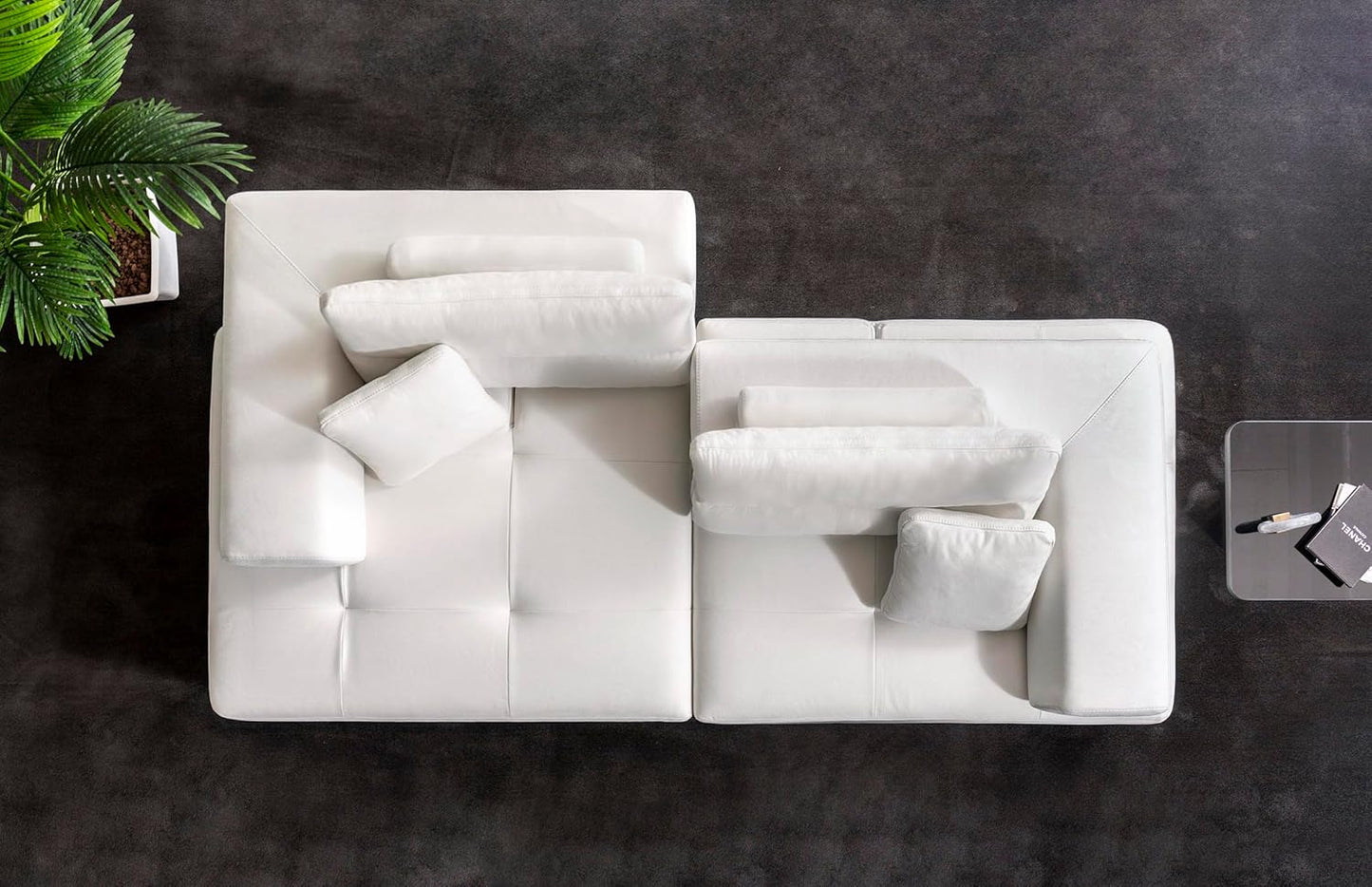 Ravenna Faux Suede Sofa with Sliding Back & Armrests