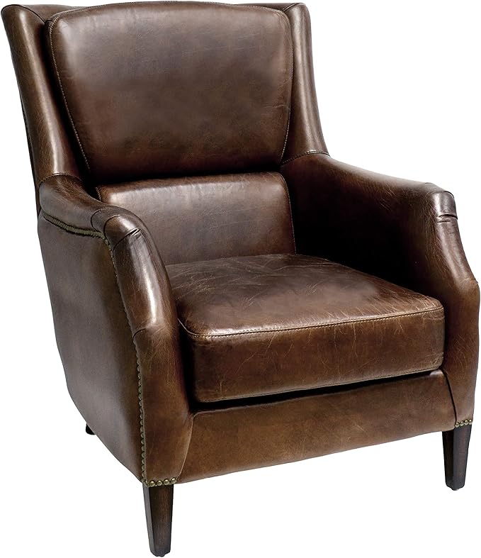 Baker Genuine Leather Wing Chair