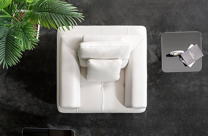 Ravenna White Faux Suede Accent Chair with Sliding Backrest & Armrest