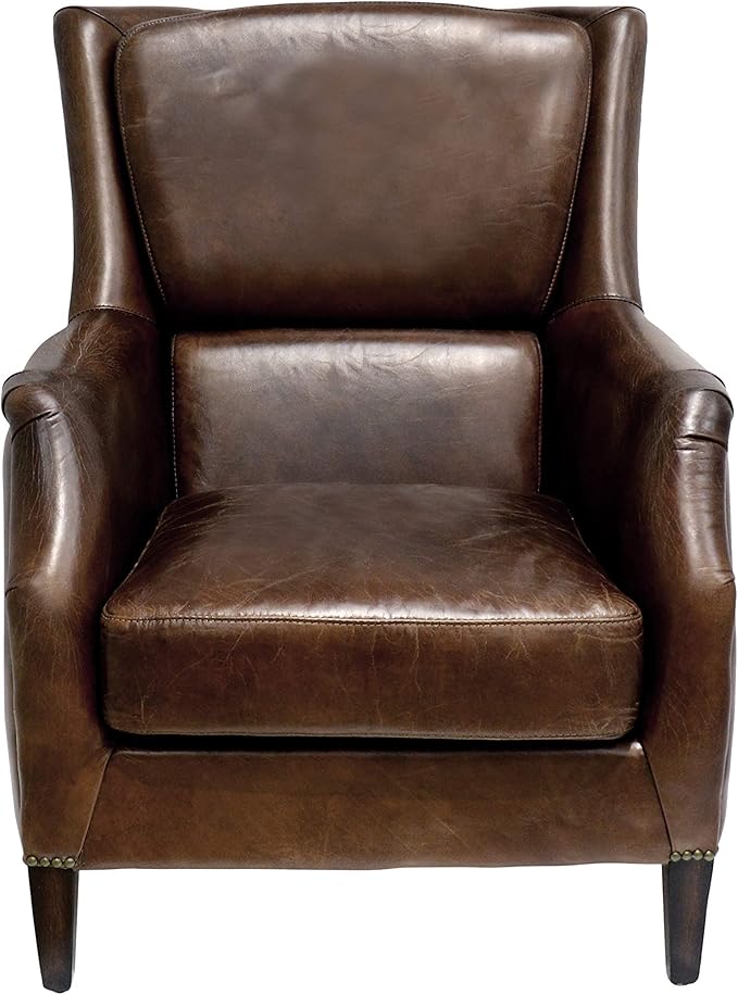 Baker Genuine Leather Wing Chair