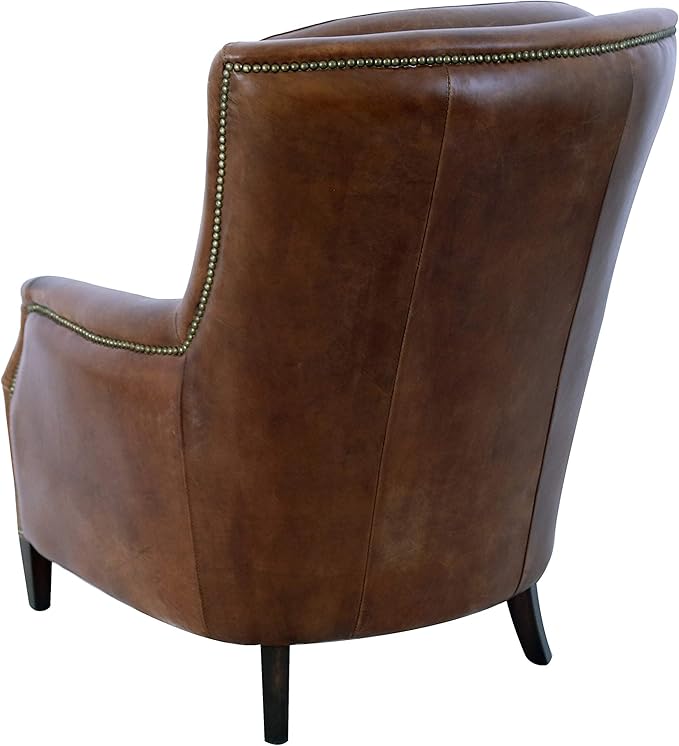 Baker Genuine Leather Wing Chair