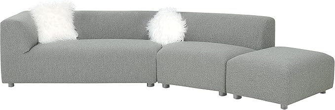 Portfino Modern Sectional Sofa with 2 Fur Pillow