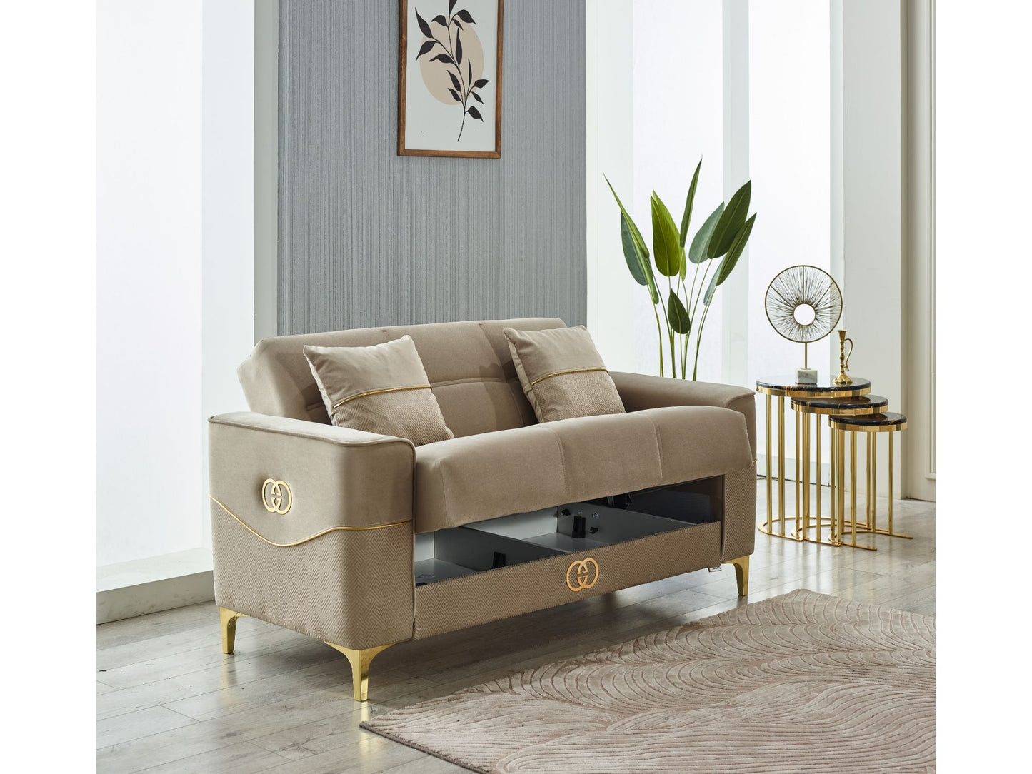 Clara Convertible Livingroom Set Beige