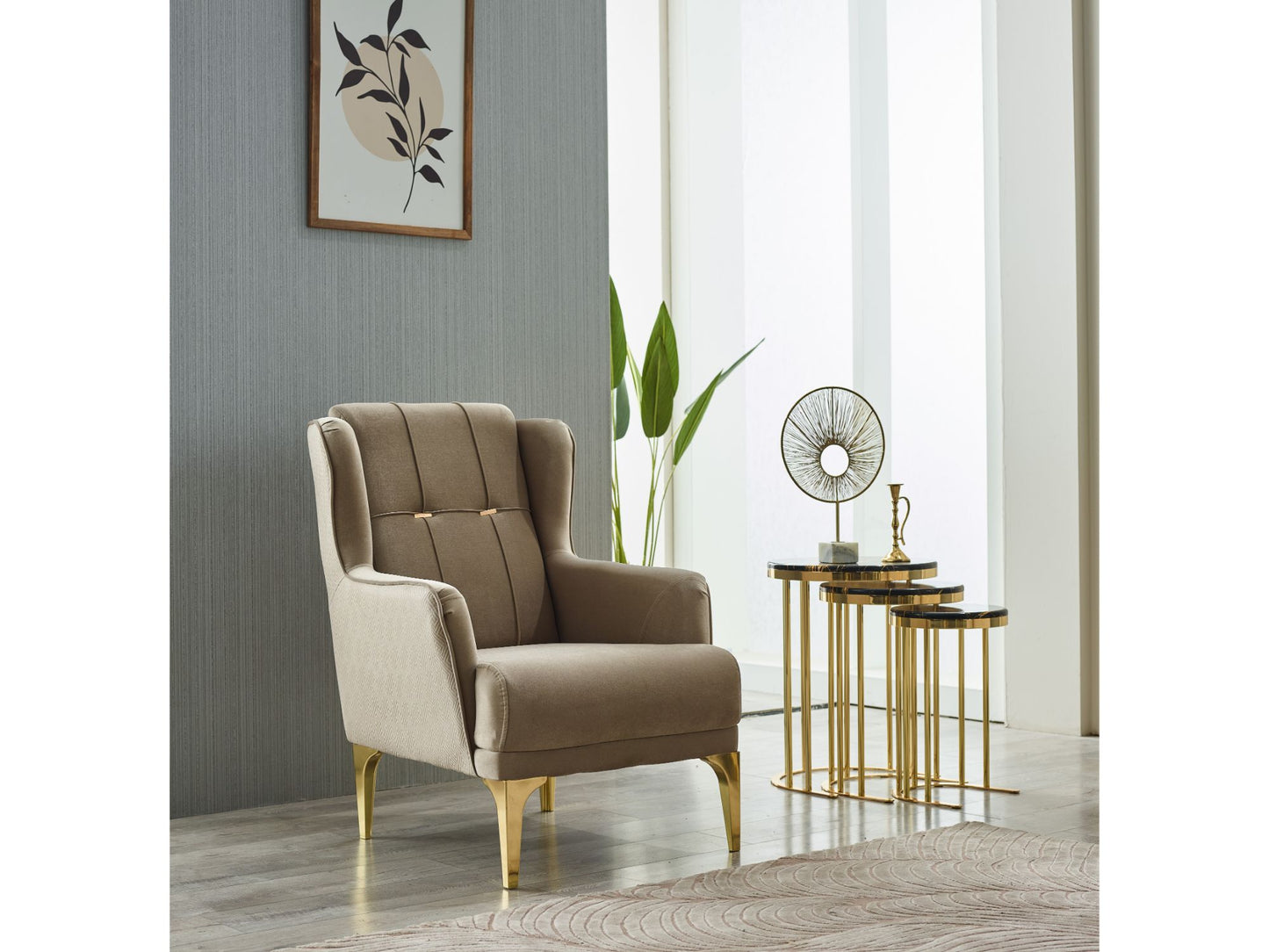 Clara Convertible Livingroom Set Beige