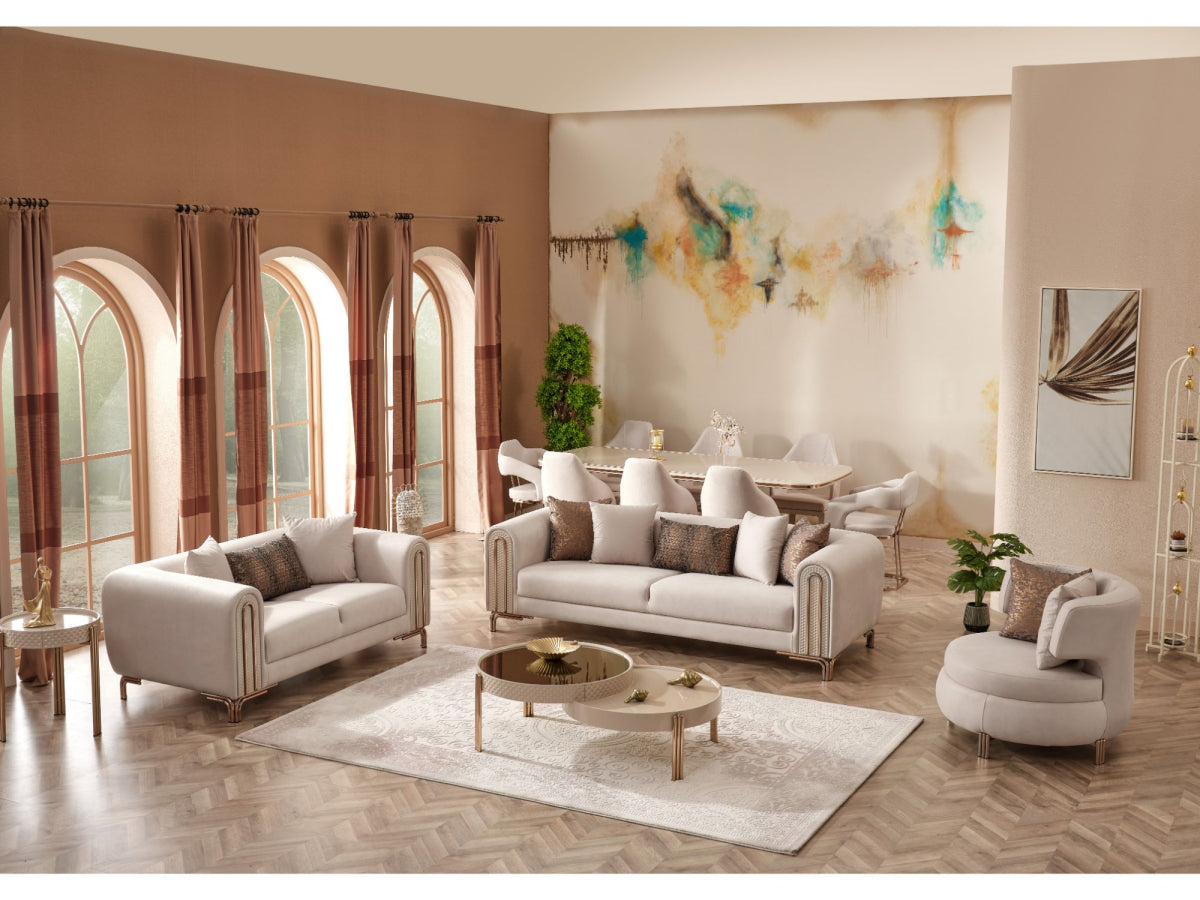 Paris Stationary Loveseat Cream