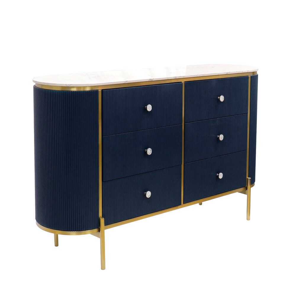 Theodore Navy Marble Top Sideboard