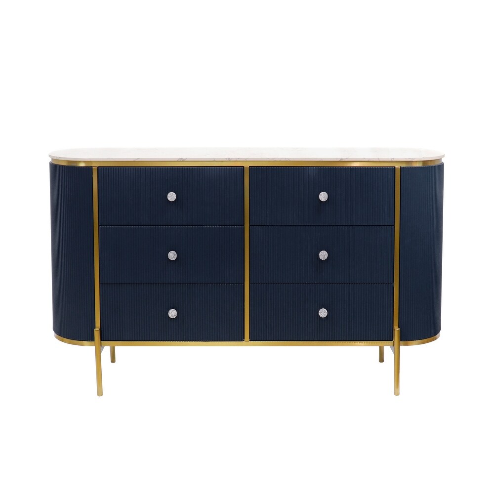 Theodore Navy Marble Top Sideboard