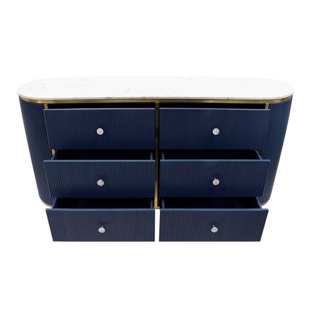 Theodore Navy Marble Top Sideboard