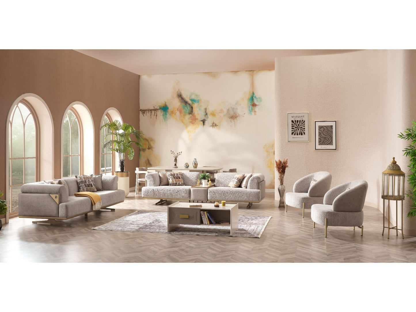 Urla Stationary Livingroom Set (1 Sofa & 1 Module Sofa & 2 Chair)