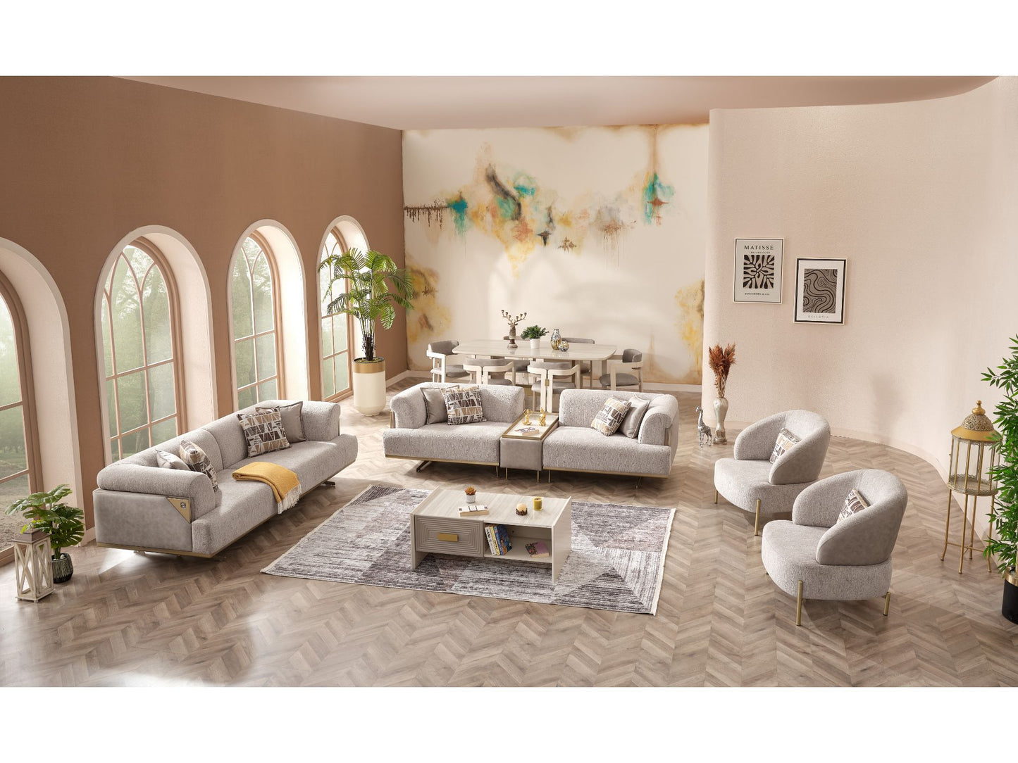 Urla Stationary Livingroom Set (1 Sofa & 1 Module Sofa & 2 Chair)
