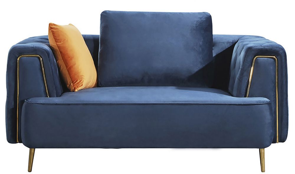 AE-D832 Royal Blue Velvet 3pc Sofa Set