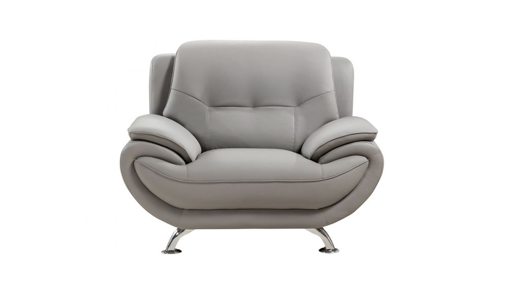 AE208 Gray Faux Leather 3pc Sofa Set