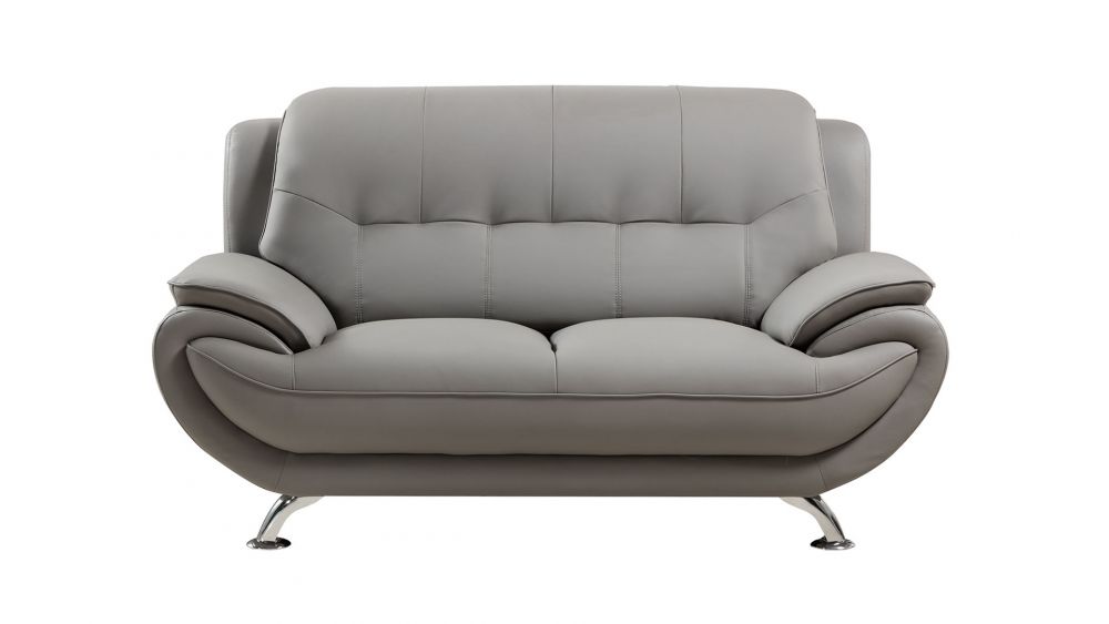 AE208 Gray Faux Leather 3pc Sofa Set