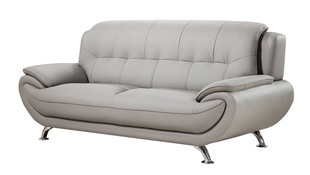AE208 Gray Faux Leather 3pc Sofa Set