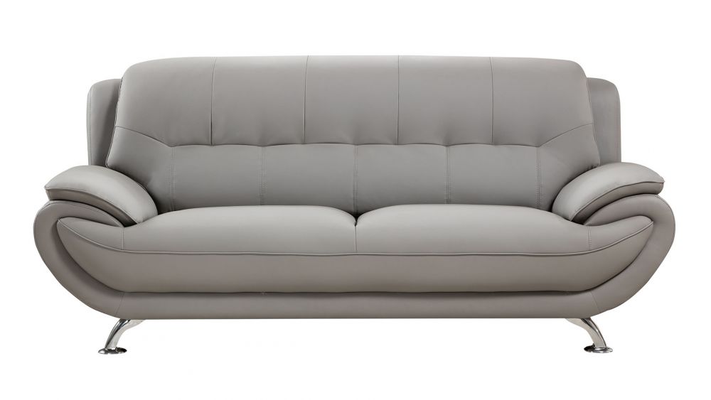 AE208 Gray Faux Leather 3pc Sofa Set