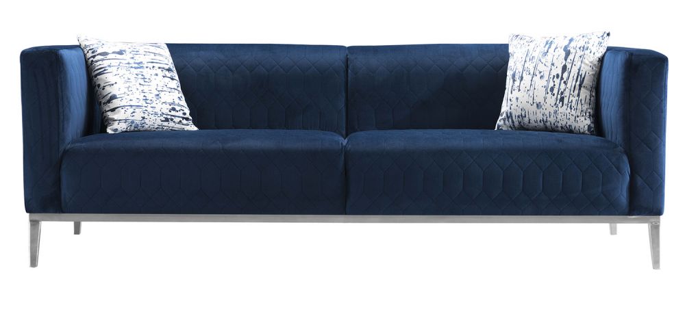 AE3802 Dark Blue Fabric 2pc Sofa Set