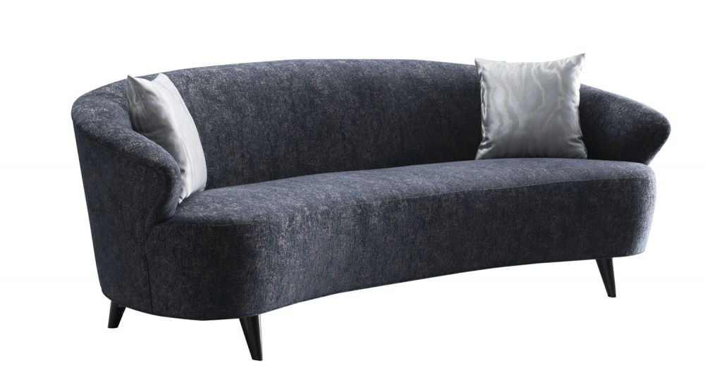 AE3806 Dark Blue Linen 2pc Sofa Set