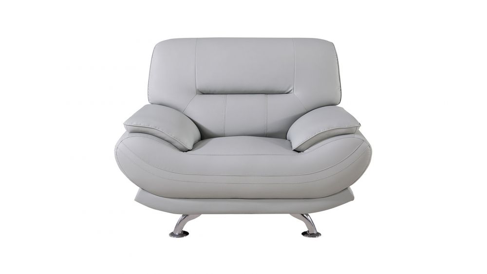 AE709 Light Gray Faux Leather 3pc Sofa Set