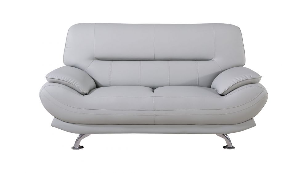 AE709 Light Gray Faux Leather 3pc Sofa Set
