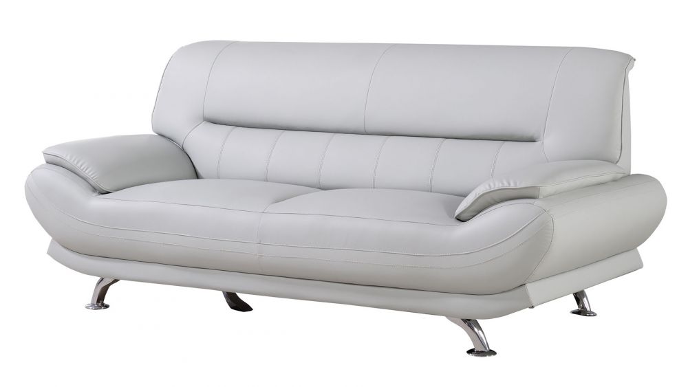 AE709 Light Gray Faux Leather 3pc Sofa Set