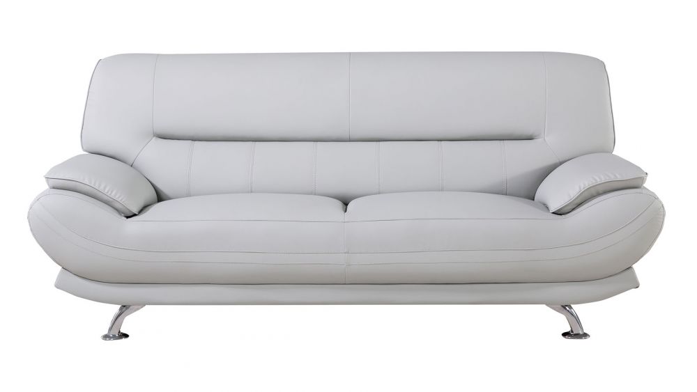AE709 Light Gray Faux Leather 3pc Sofa Set
