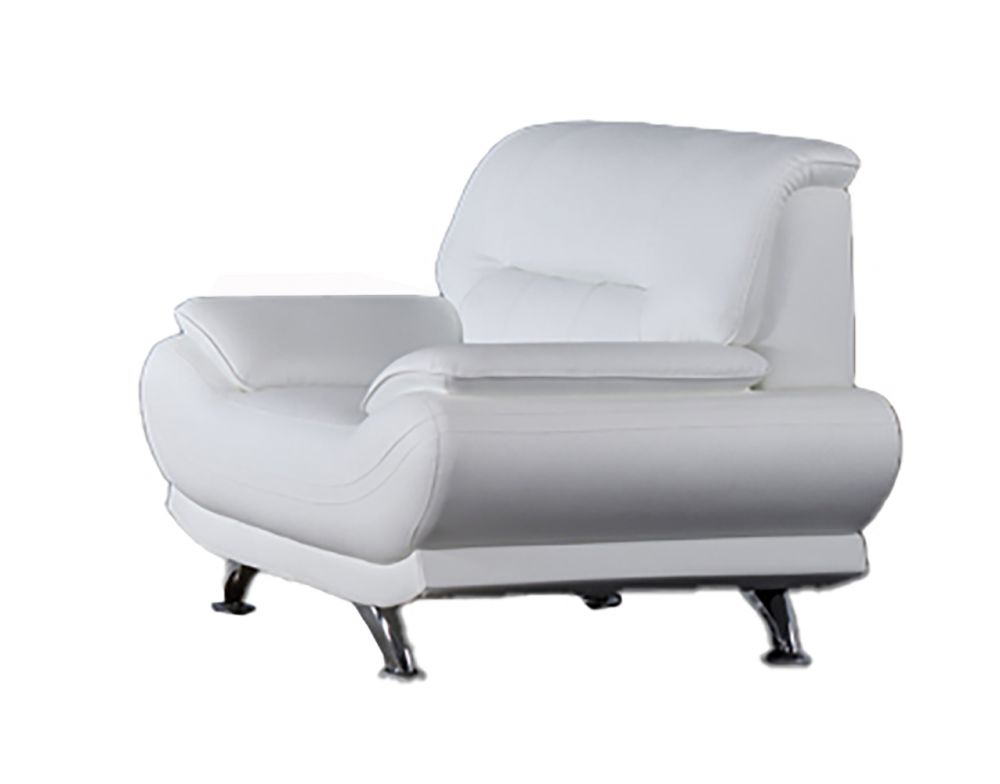 AE709 White Faux Leather 3pc Sofa Set