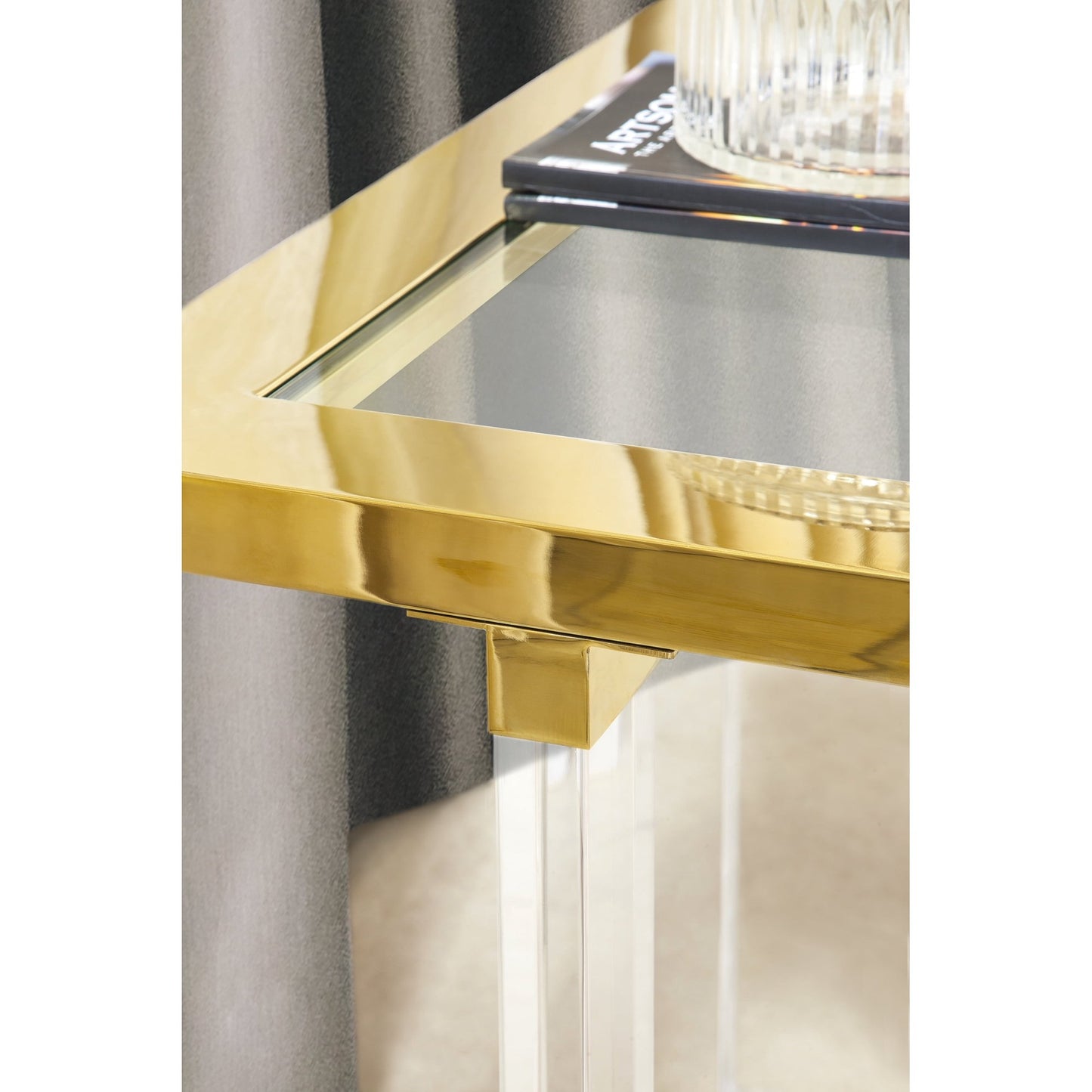Vicenza Lucite Side Table White/Gold