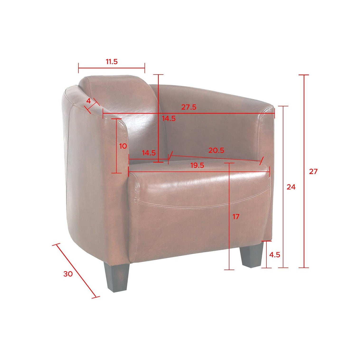 Madison Top Grain Leather Upholstered Armchair