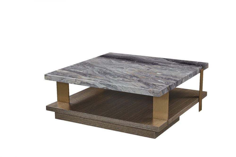 CT-Y302 Faux Marble, Metal & Wood Coffee Table