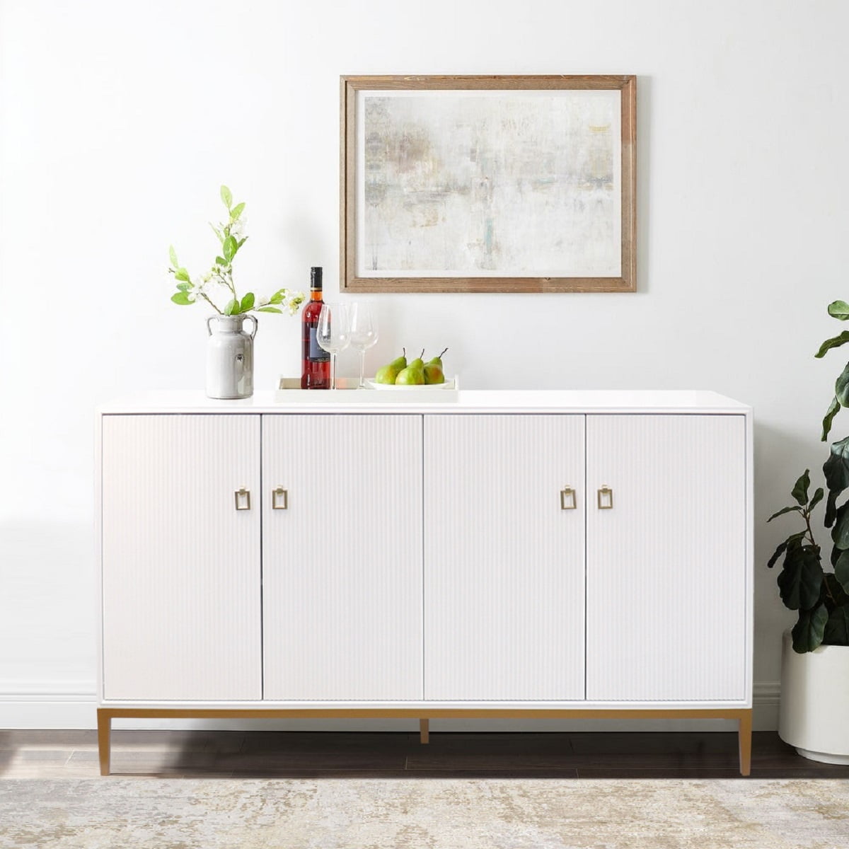 Victoria Ivory Sideboard with Bronze Metal Frame