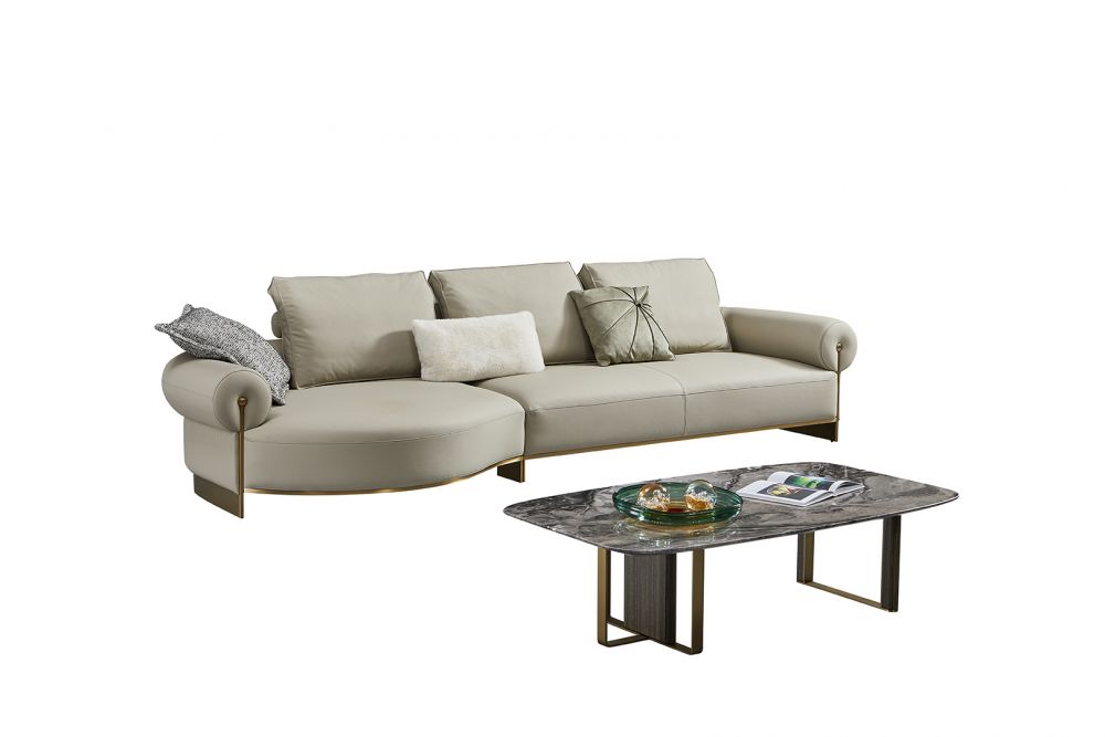 EK-LY1002 Top Grain Genuine Leather Sectional Sofa