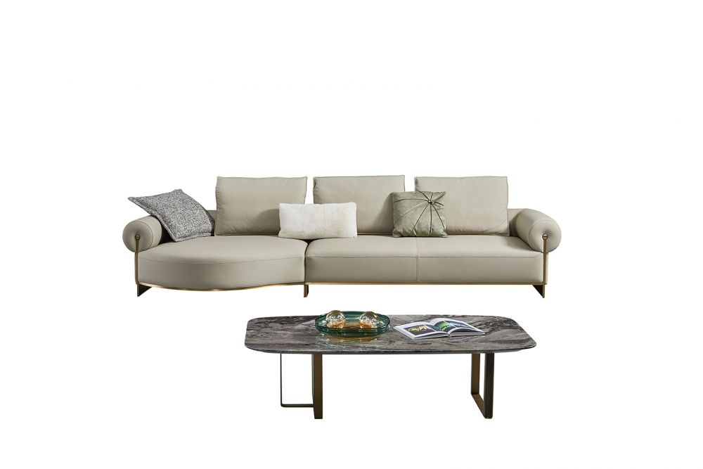 EK-LY1002 Top Grain Genuine Leather Sectional Sofa
