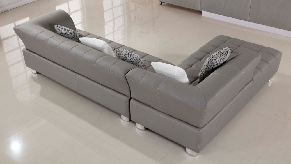 AE-L138 Gray Faux Leather Sectional 3pc Sofa