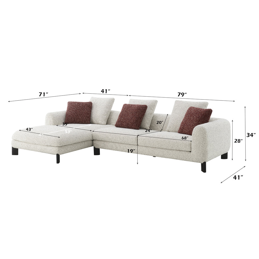 Mardi Sectional Sofa w/3 Pillows
