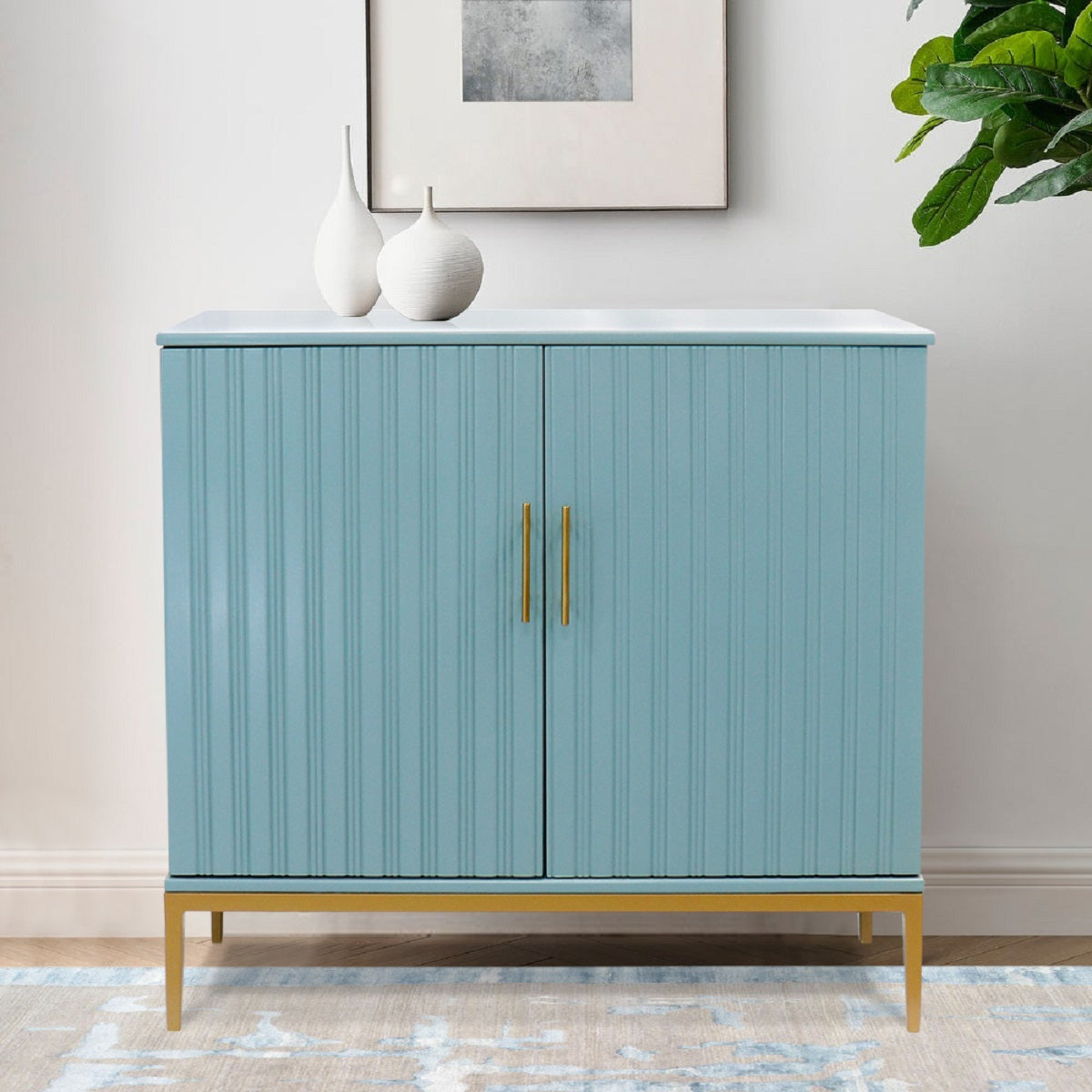 Edgar Modern Cabinet Aqua/Gold