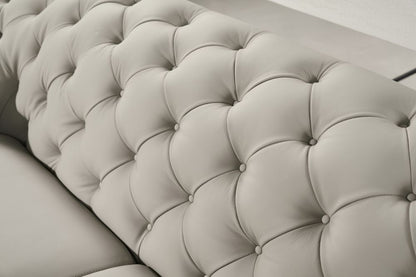 EK093 Light Gray Italian Leather 3pc Sofa Set