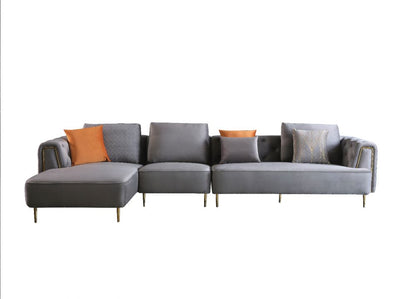 AE-LD831 3pc Gray Velvet Sectional Sofa