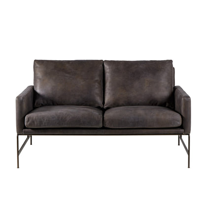 Vanessa 2 Seater Sofa - Destroyed Black Leather
