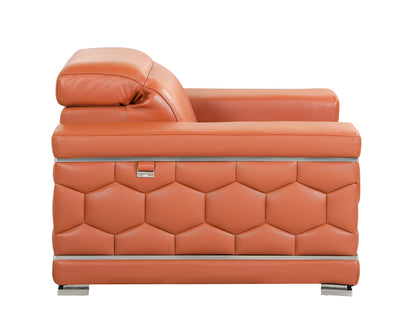 Italian Leather Sofa with Silver Legs