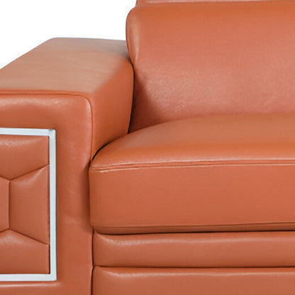 Italian Leather Sofa with Silver Legs
