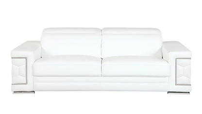 Italian Leather Sofa with Silver Legs
