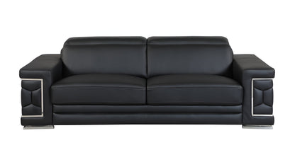 Italian Leather Sofa with Silver Legs