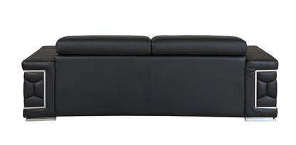 Italian Leather Sofa with Silver Legs