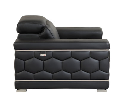 Italian Leather Sofa with Silver Legs