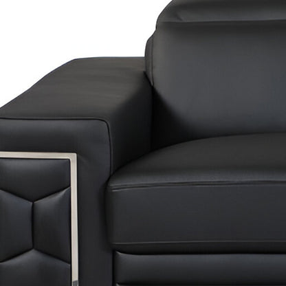 Italian Leather Sofa with Silver Legs