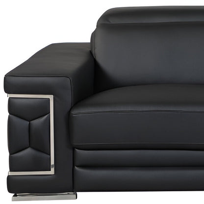 Italian Leather Sofa with Silver Legs