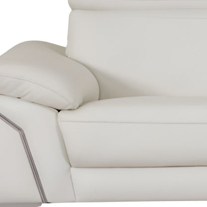 Italian Leather Sofa with Silver Legs