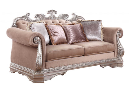 Velour Loveseat and Toss Pillows