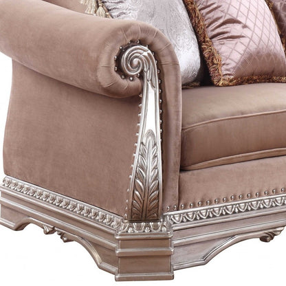 Velour Loveseat and Toss Pillows