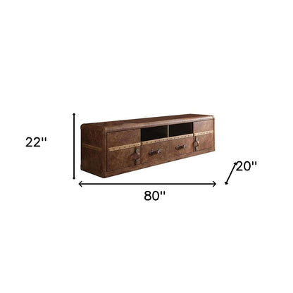 Leather Enclosed and Open Storage TV Stand